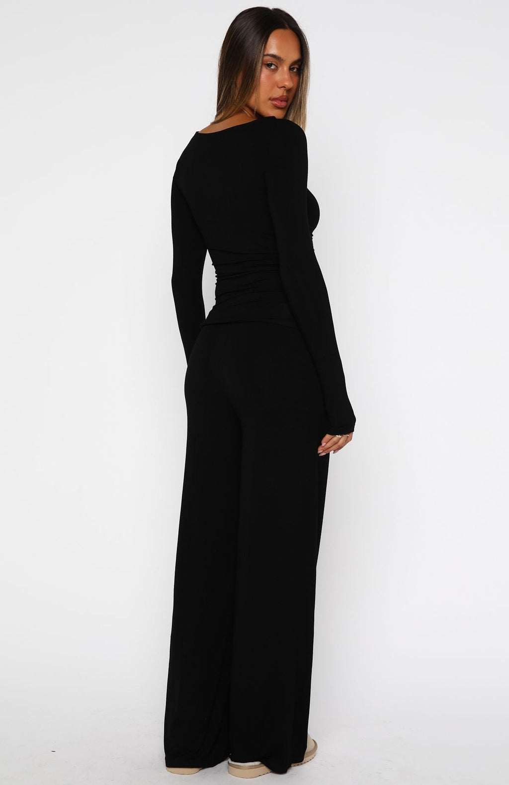 White Fox Softly Slumbering Pyjama Set Black