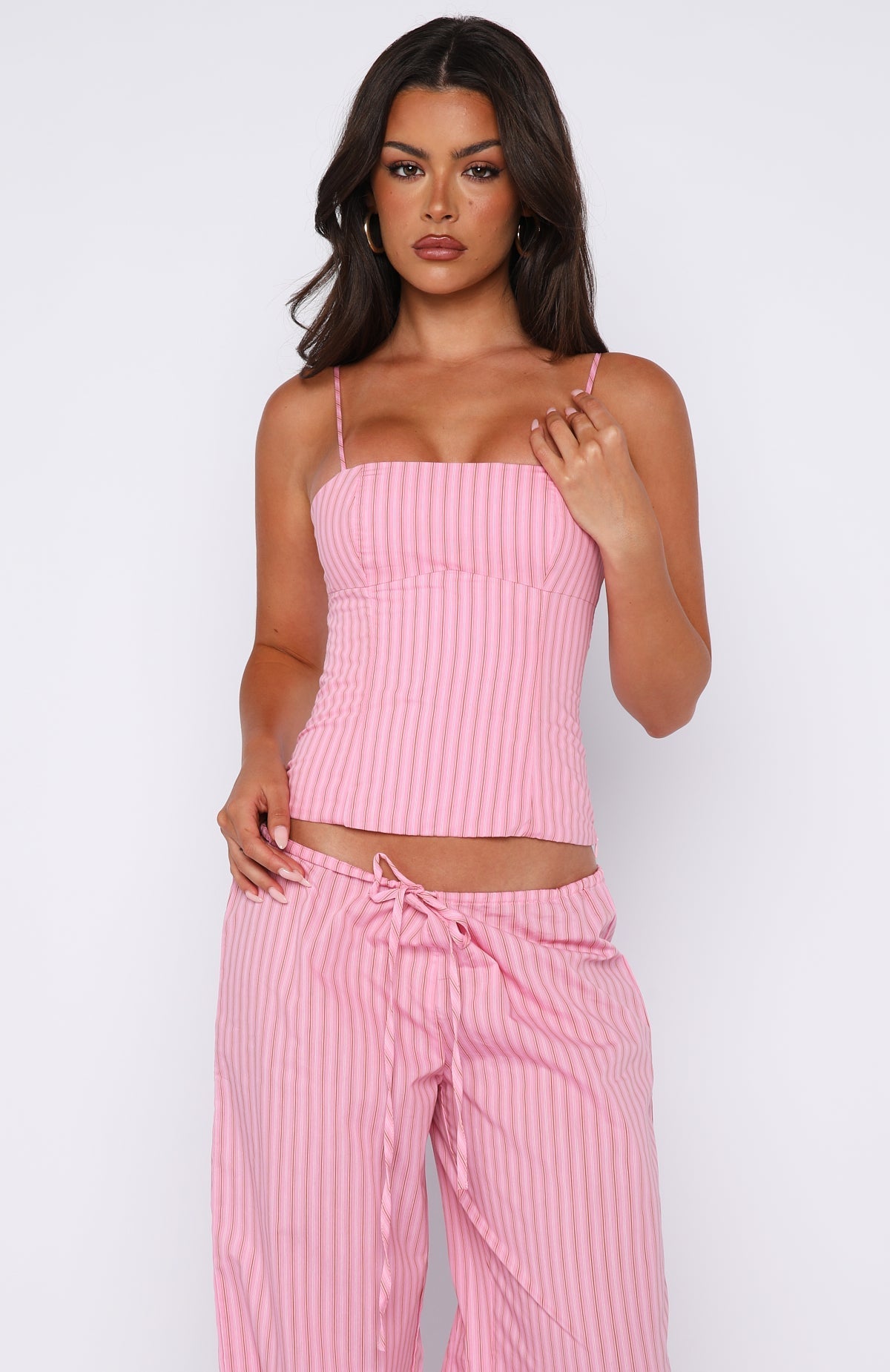 White Fox Born To Glow Bustier Pink Stripe