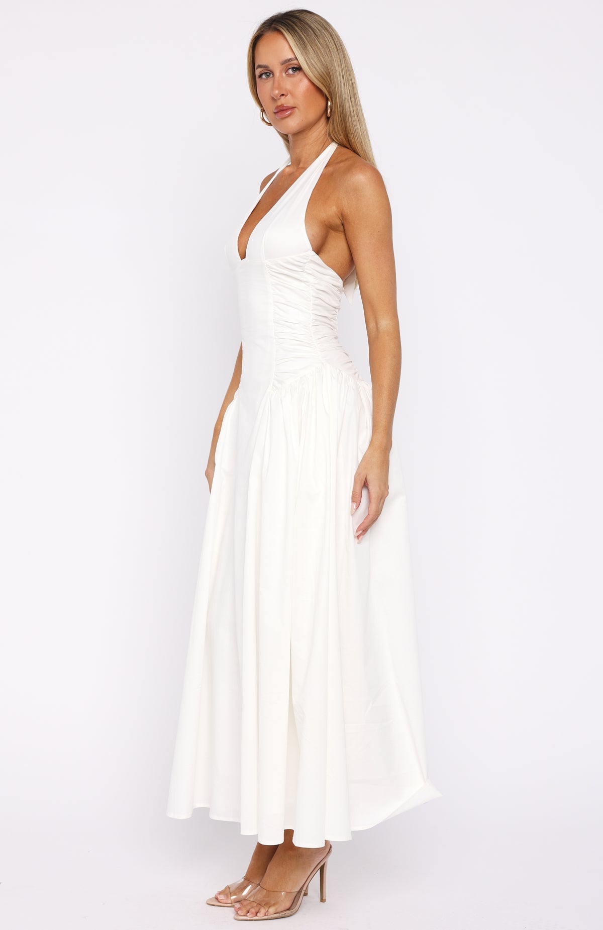 White Fox Tinsel Trouble Halter Midi Dress White