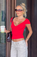 White Fox Elevated Babe Short Sleeve Top Red