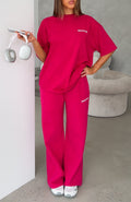 White Fox Core Classic Wide Leg Sweatpants Berry