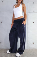 White Fox Soul Fire Velour Pants Navy
