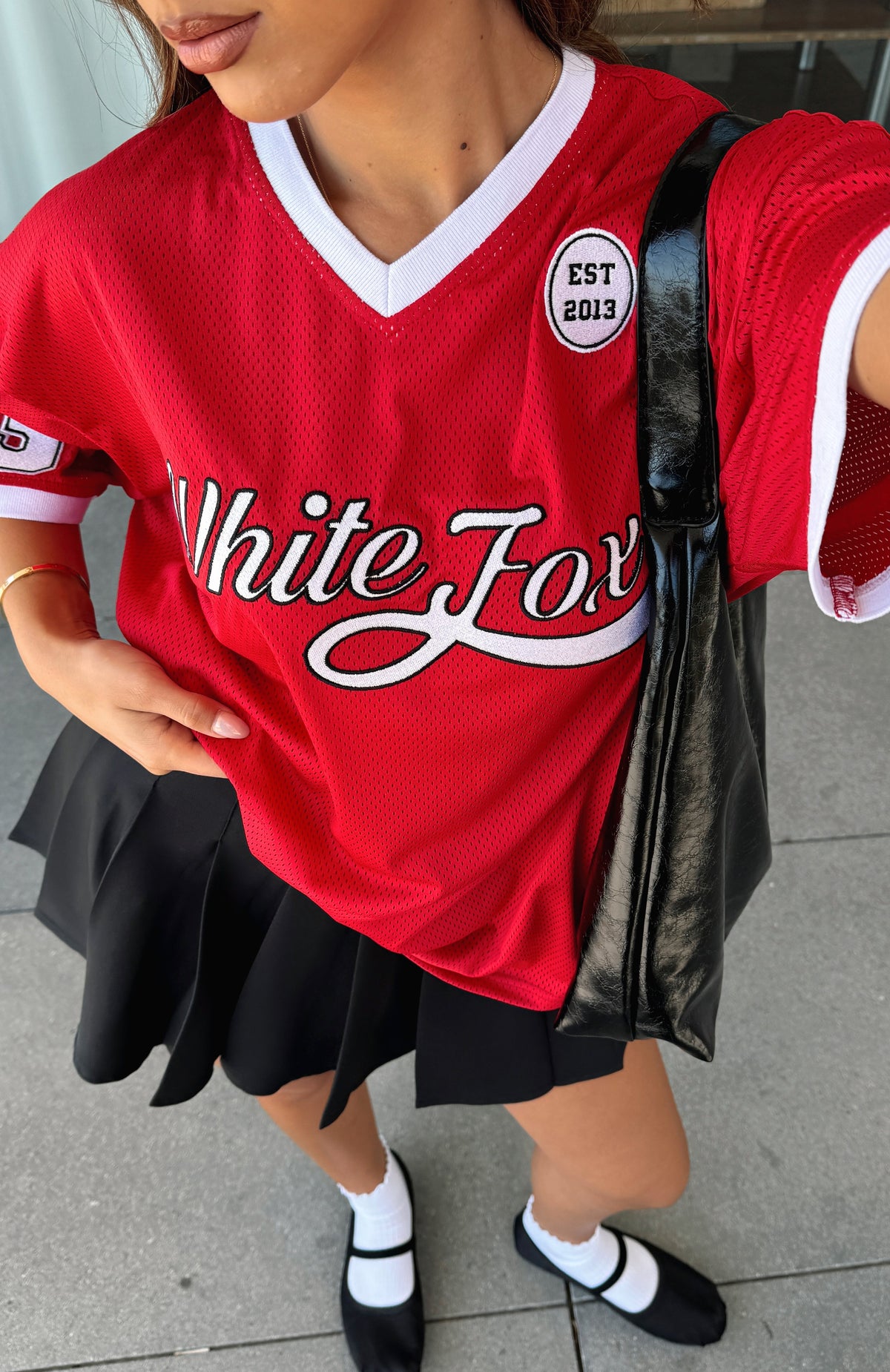 White Fox Hit A Home Run Oversized Jersey Red