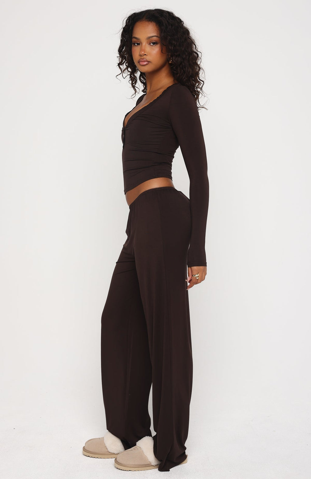 White Fox Dreamy Pyjama Pants Chocolate