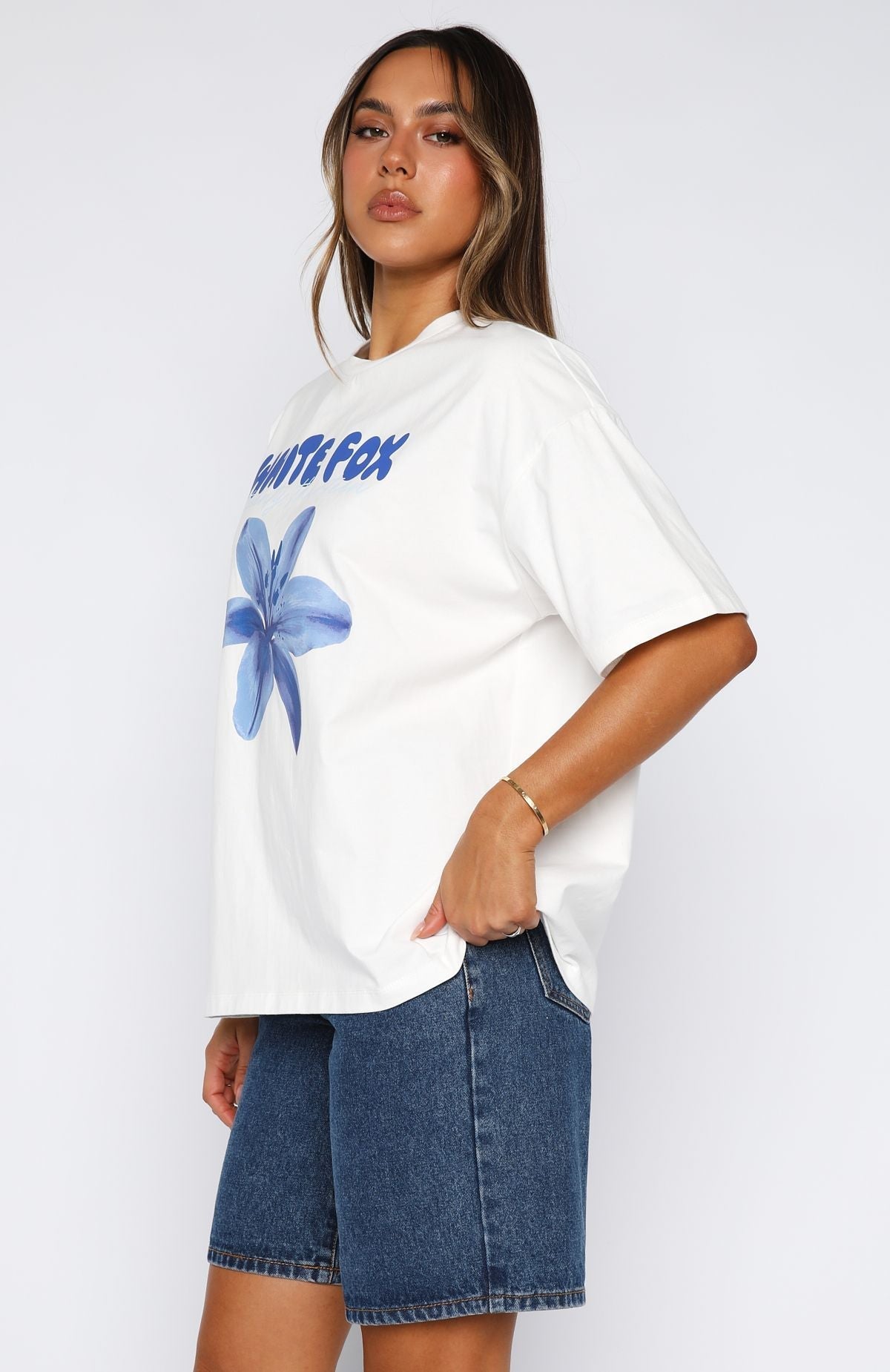 White Fox Got That Glow Oversized Tee White