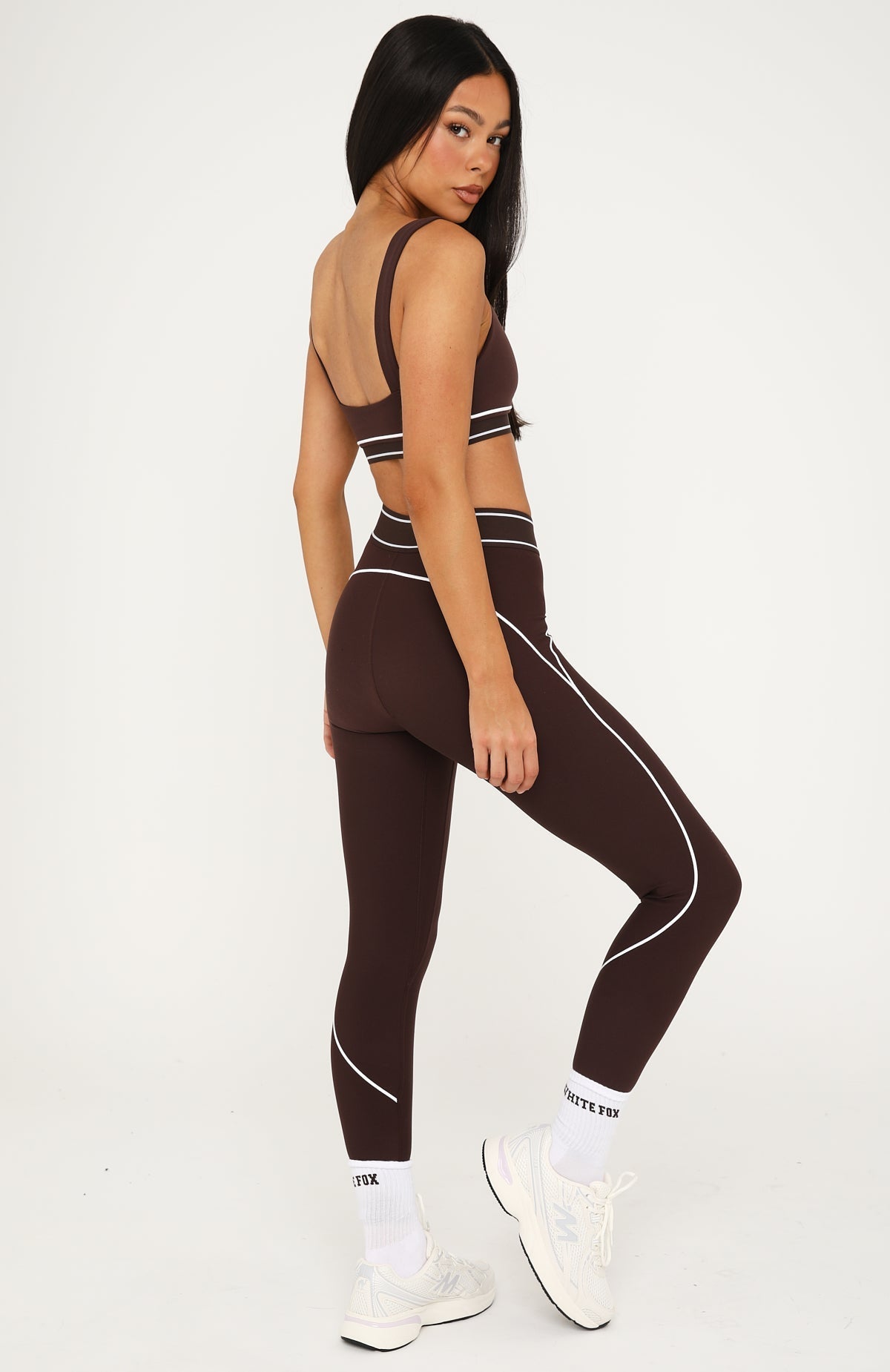 White Fox Precision Leggings Dark Chocolate/White