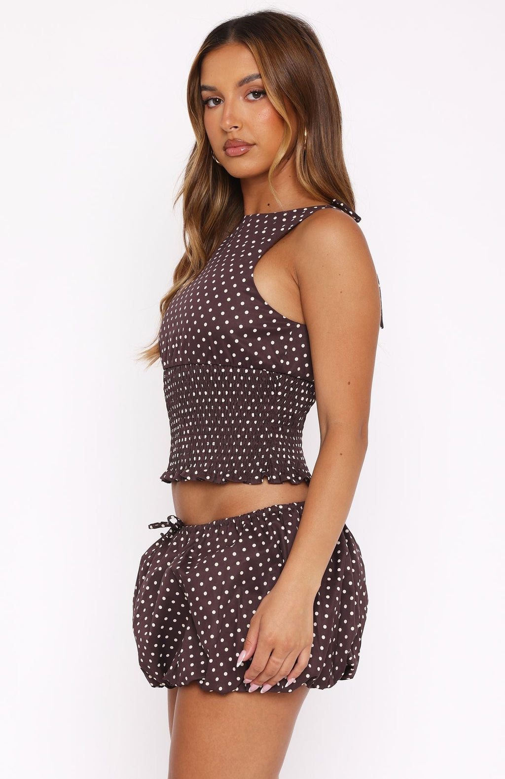 White Fox Runaway Heart Mini Skort Chocolate Polka Dot