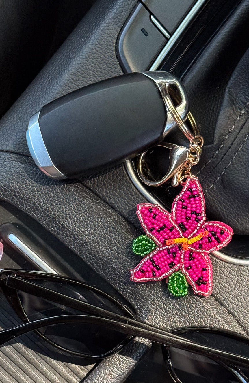 White Fox Codi Keychain Pink