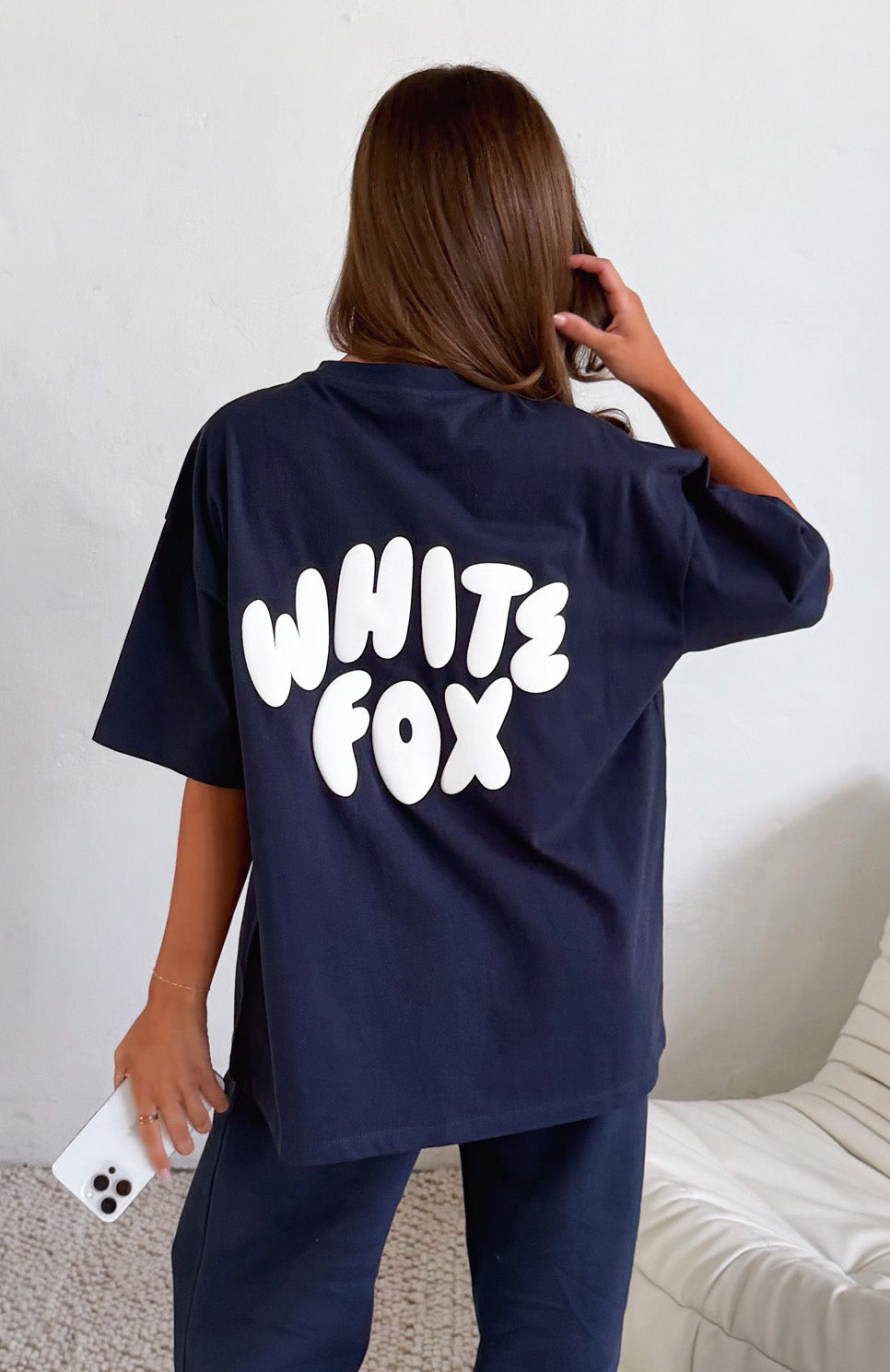 White Fox Club 14 Allie Oversized Tee Navy