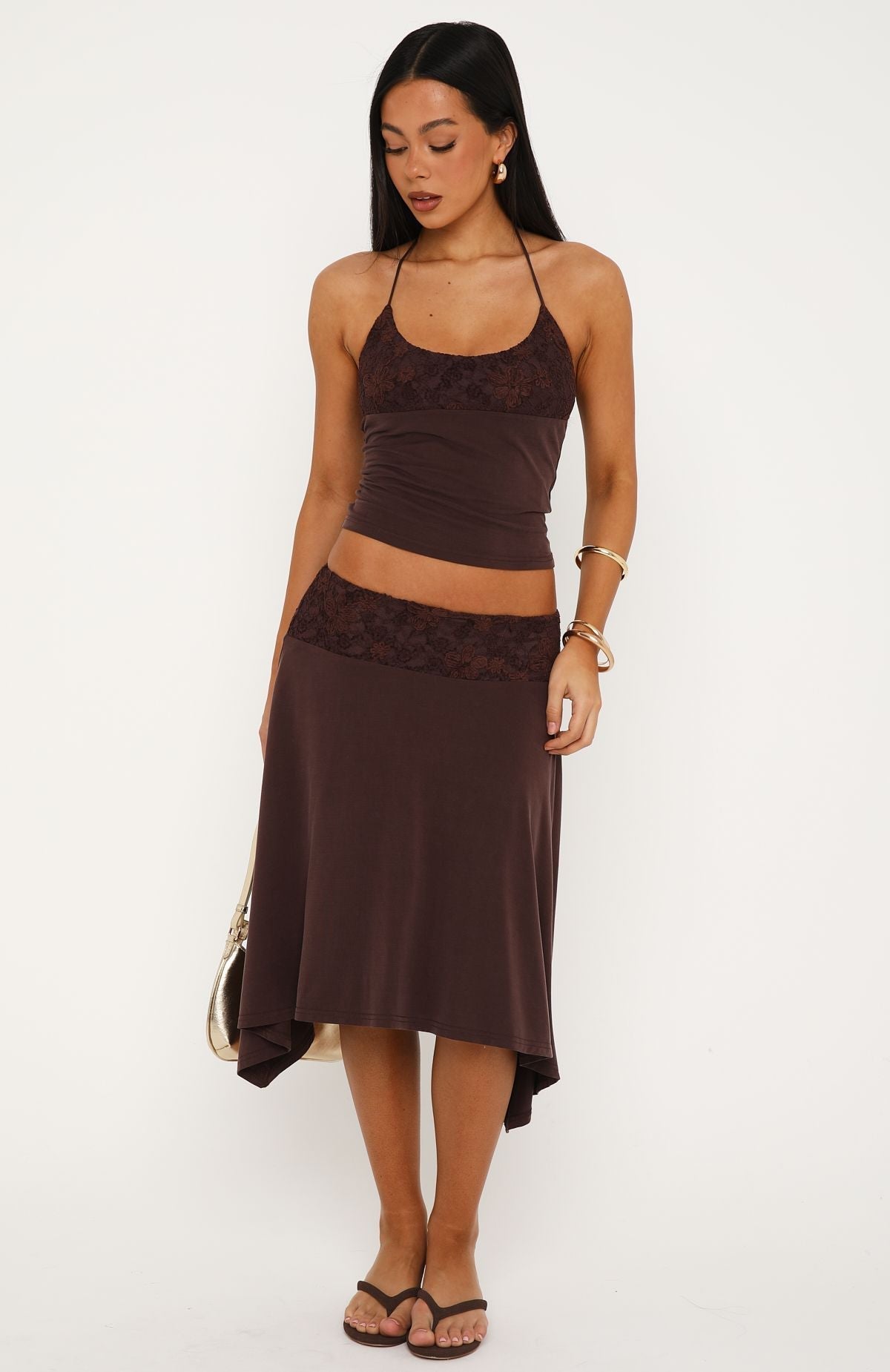 White Fox Cool Chaos Halter Top Chocolate