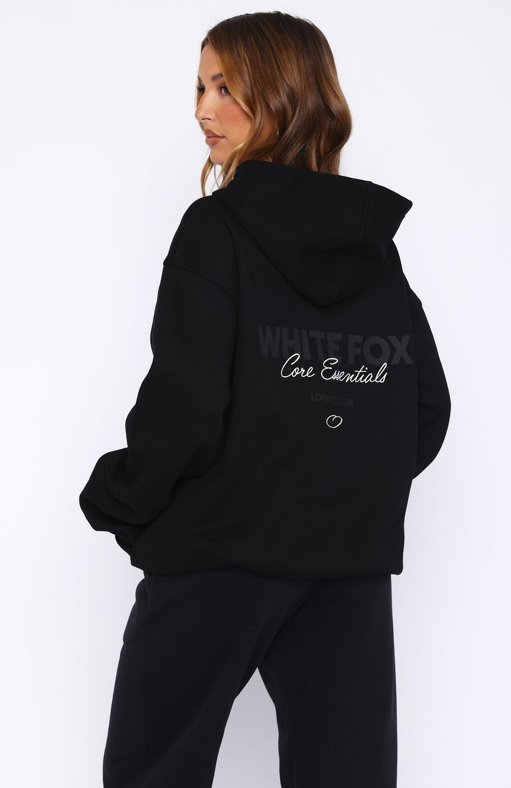 White Fox Core Essentials Oversized Hoodie Black