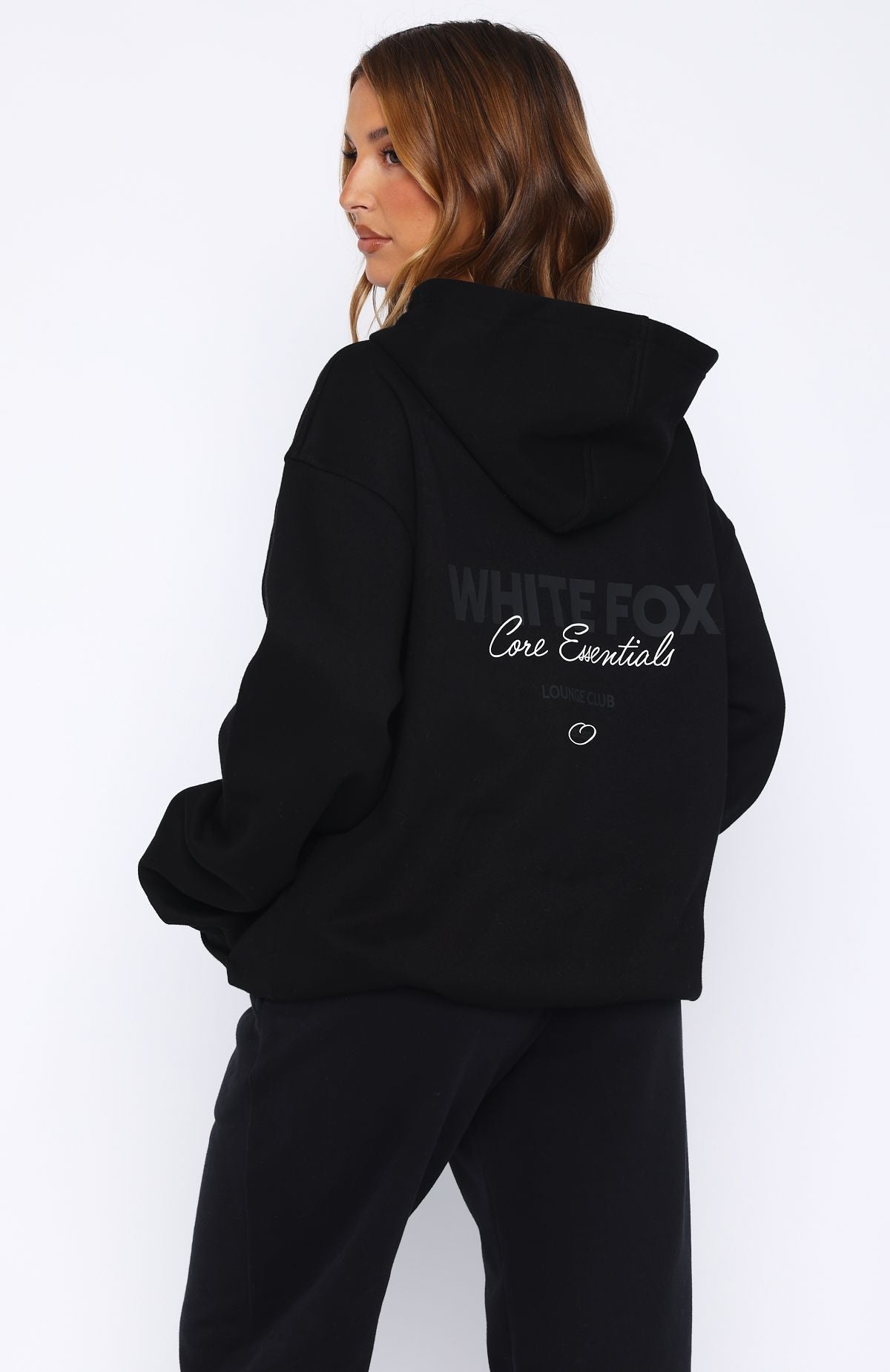 White Fox Core Essentials Oversized Hoodie Black