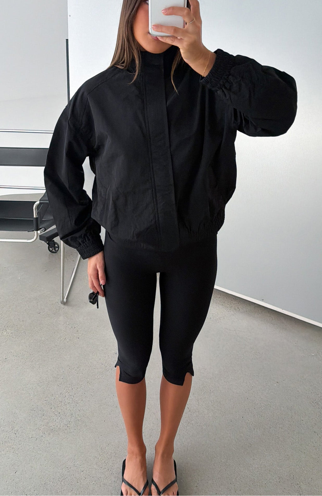 White Fox Cool Vibe Funnel Neck Jacket Black