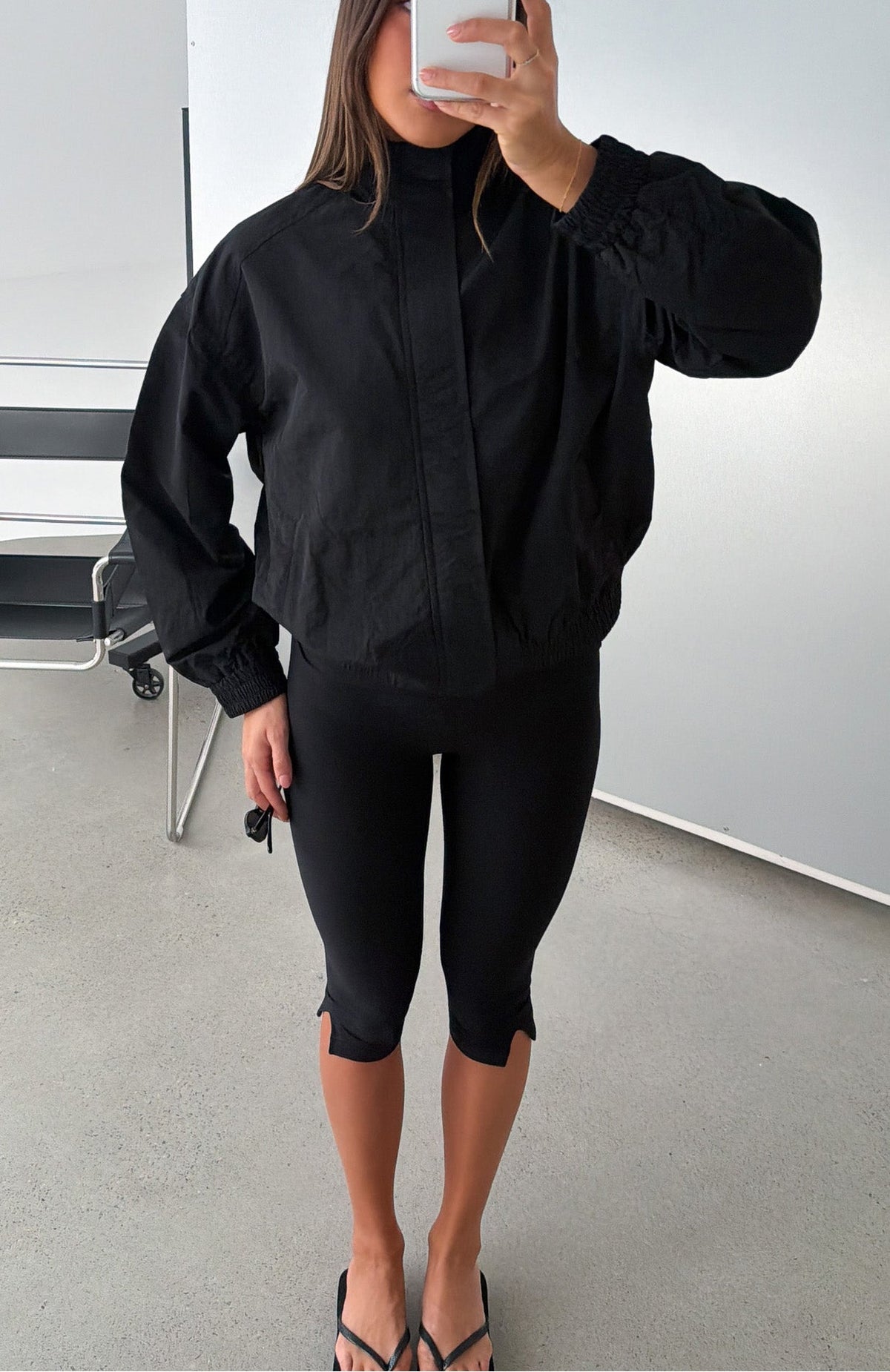 White Fox Cool Vibe Funnel Neck Jacket Black
