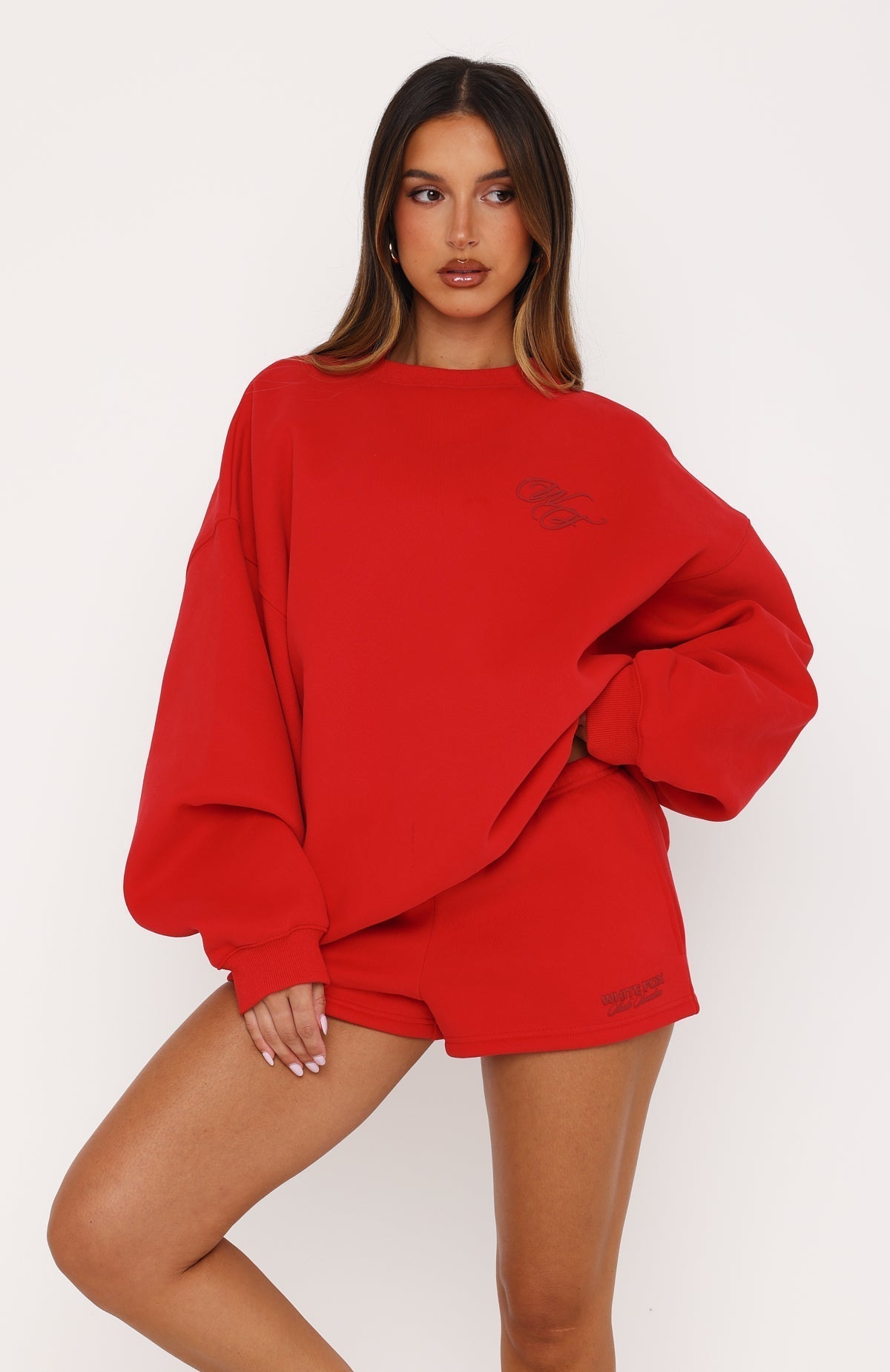 White Fox Studio 17 Raven Oversized Drop Shoulder Sweater Red