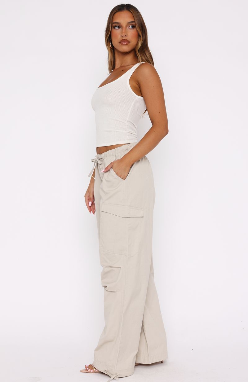 White Fox Commodity Parachute Pants Stone