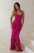 White Fox Main Character Energy Mesh Maxi Dress Fuchsia