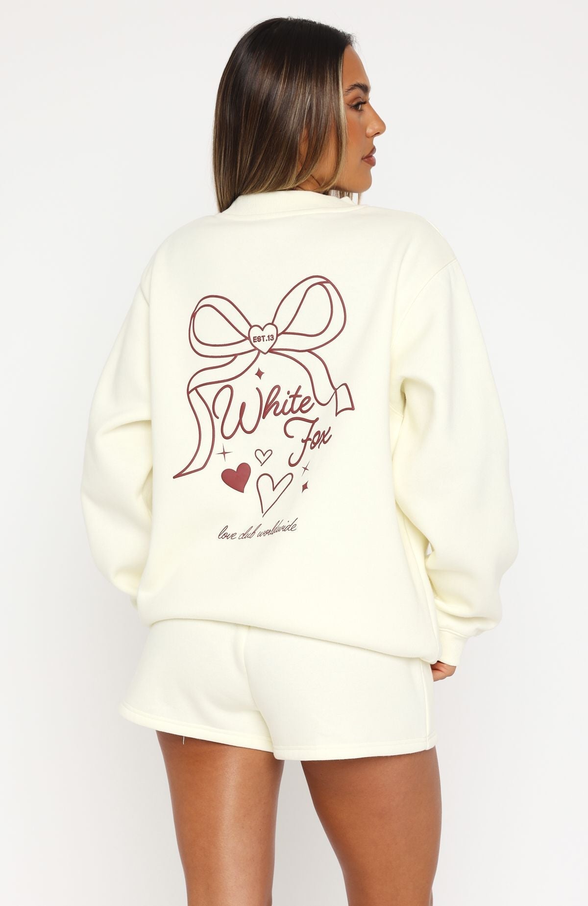 White Fox Love You Forever Oversized Sweater Cream