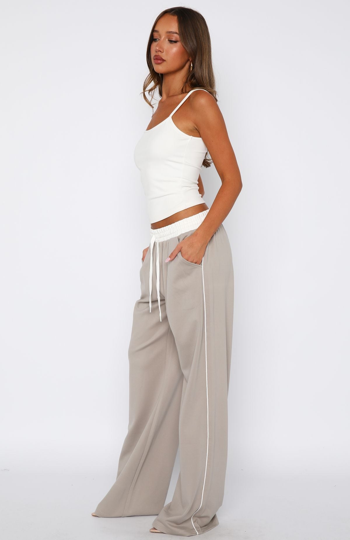 White Fox True Feelings Wide Leg Pants Moon