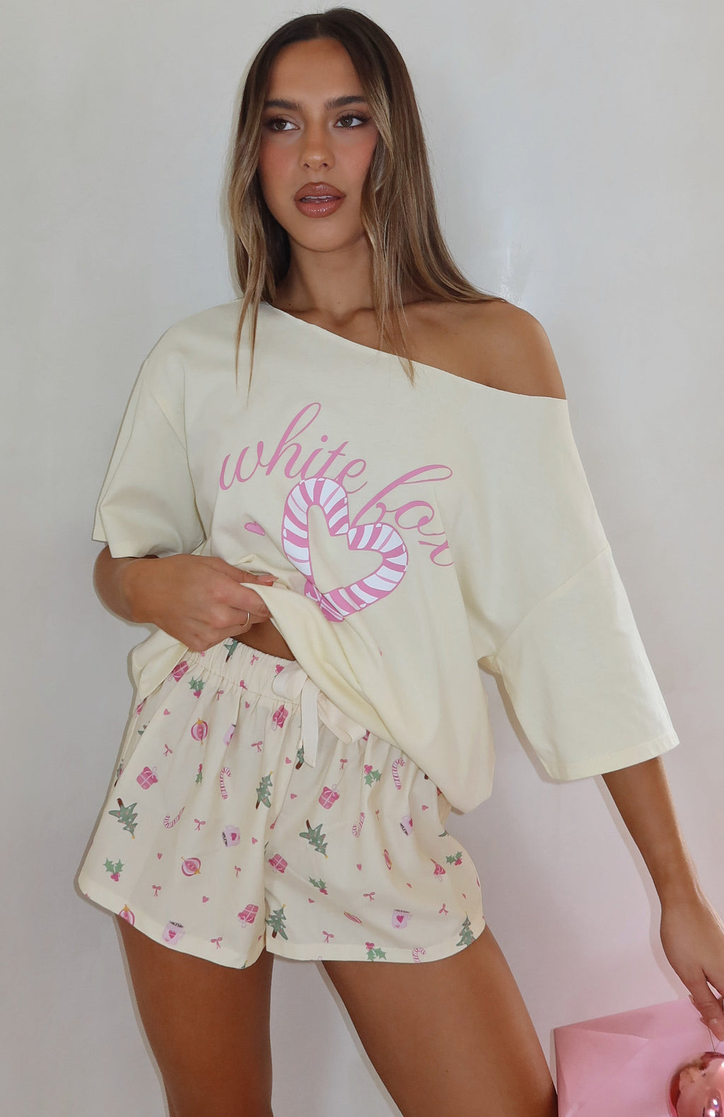 White Fox Sweetheart Pyjama Short Festive Flicker