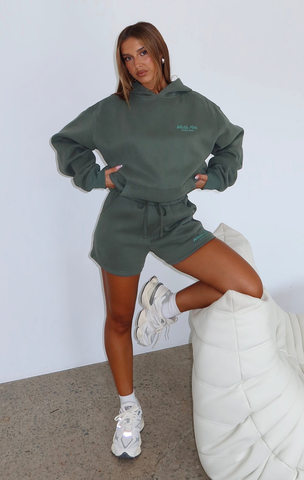White Fox Leisure Edition Lounge Shorts Dark Green