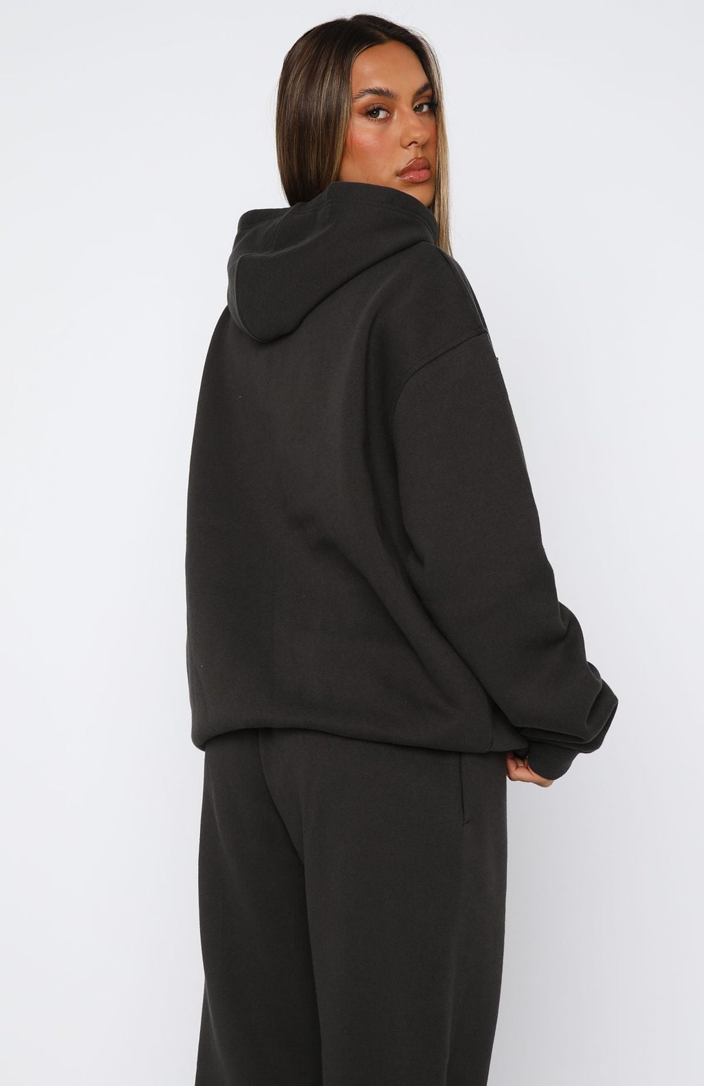 White Fox From The Archives Lexi Oversized Hoodie Charcoal