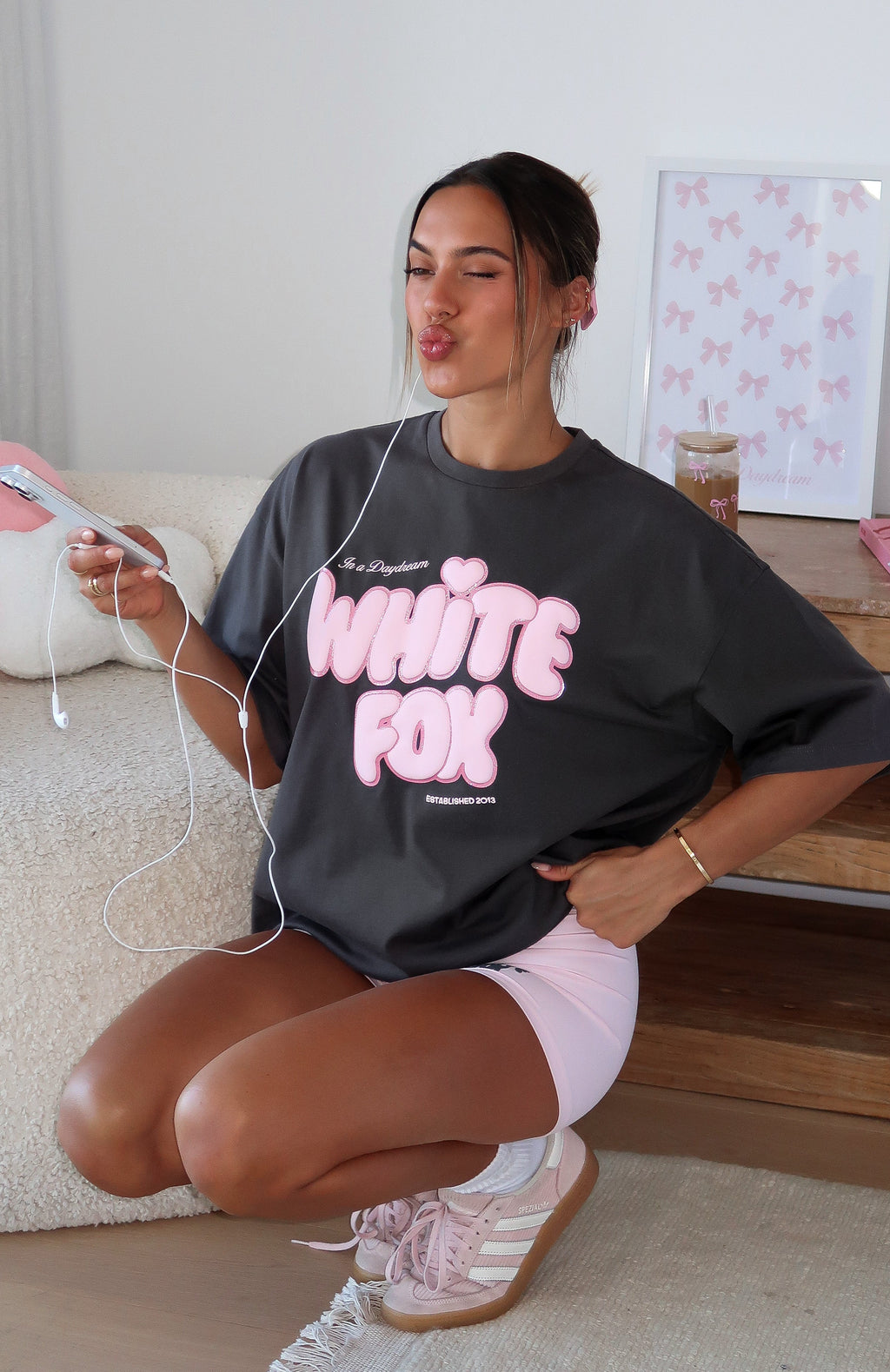 White Fox Daydreamers Angelina Oversized Tee Volcanic