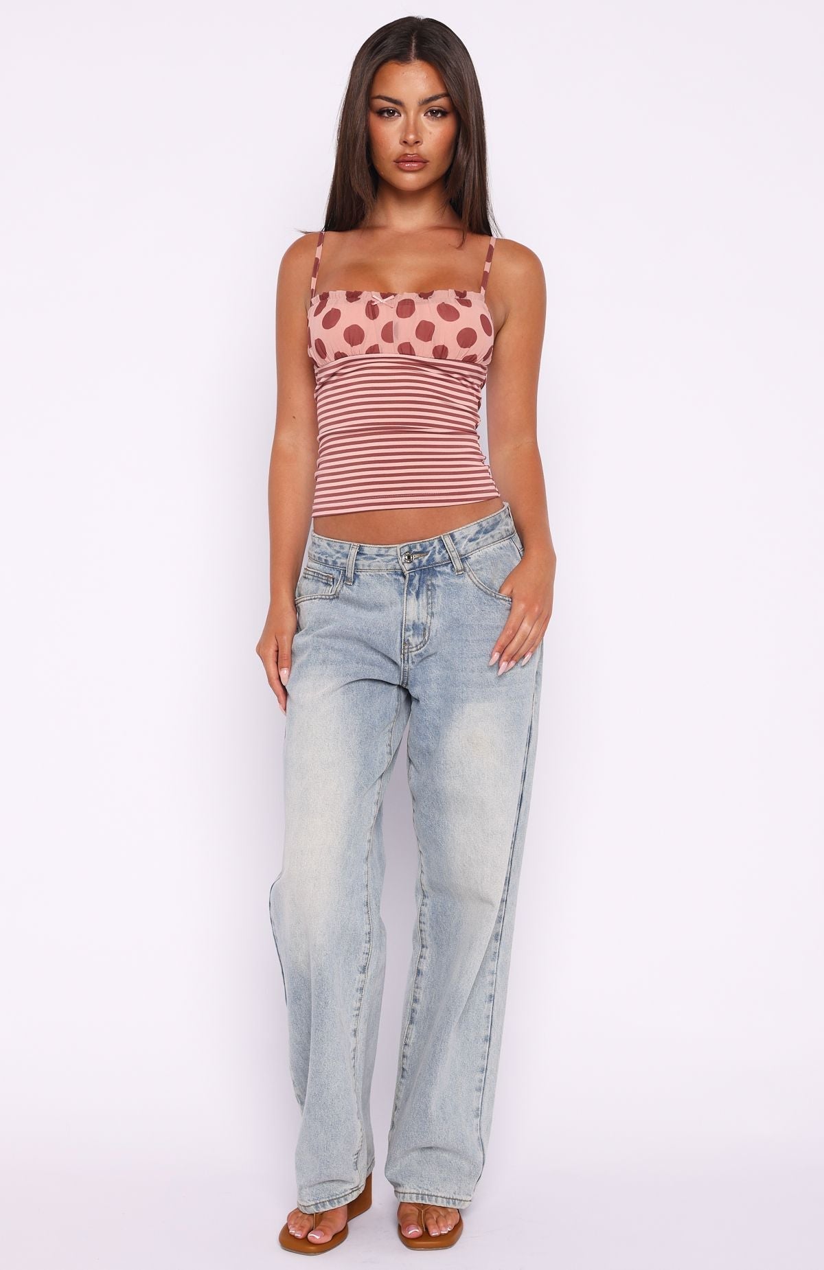 White Fox Sucker For You Top Pink Stripe