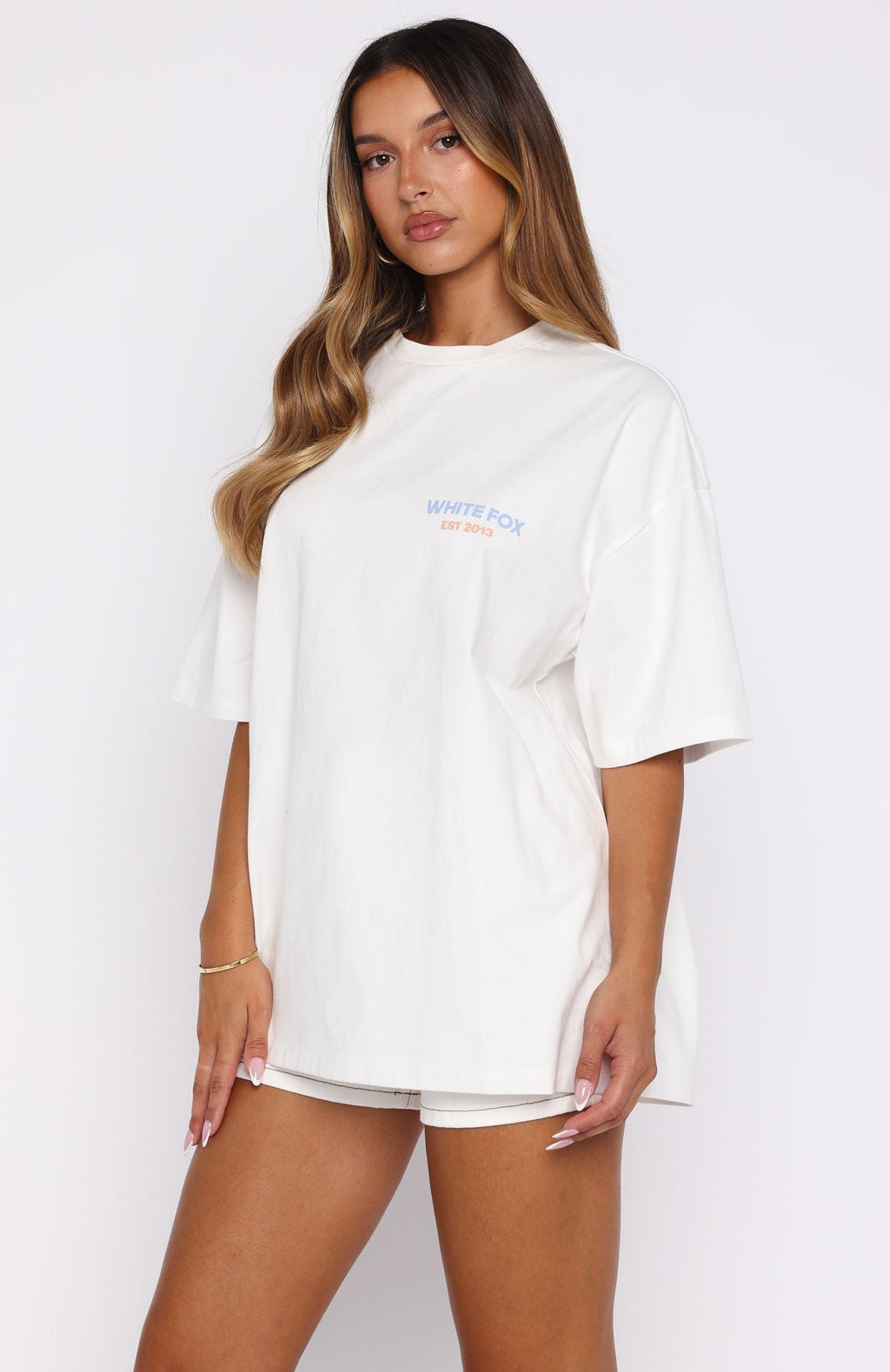 White Fox Care For You Oversized Tee White