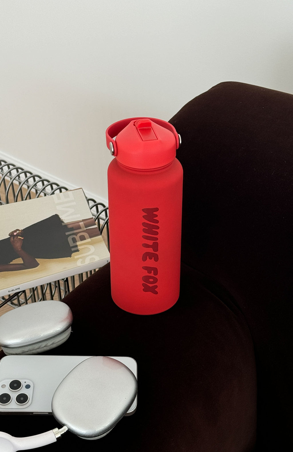 White Fox Staying Hydrated 1L Drink Bottle Red