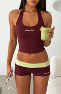 White Fox Most Likely Fold Over Booty Shorts Plum/Lime