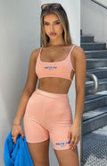 White Fox Offstage Ribbed Bike Shorts Apricot Ice