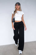 White Fox You'd Love It Here Wide Leg Sweatpants Black