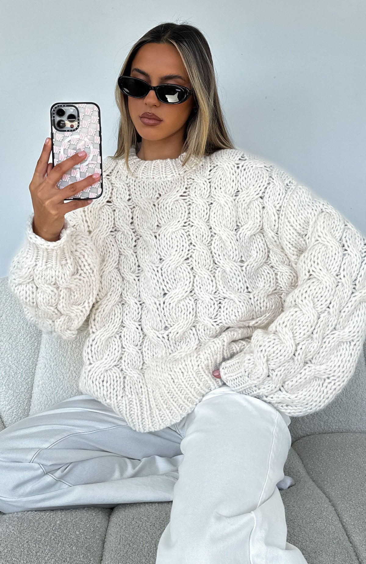 White Fox Real Feelings Oversized Knit Sweater Off White