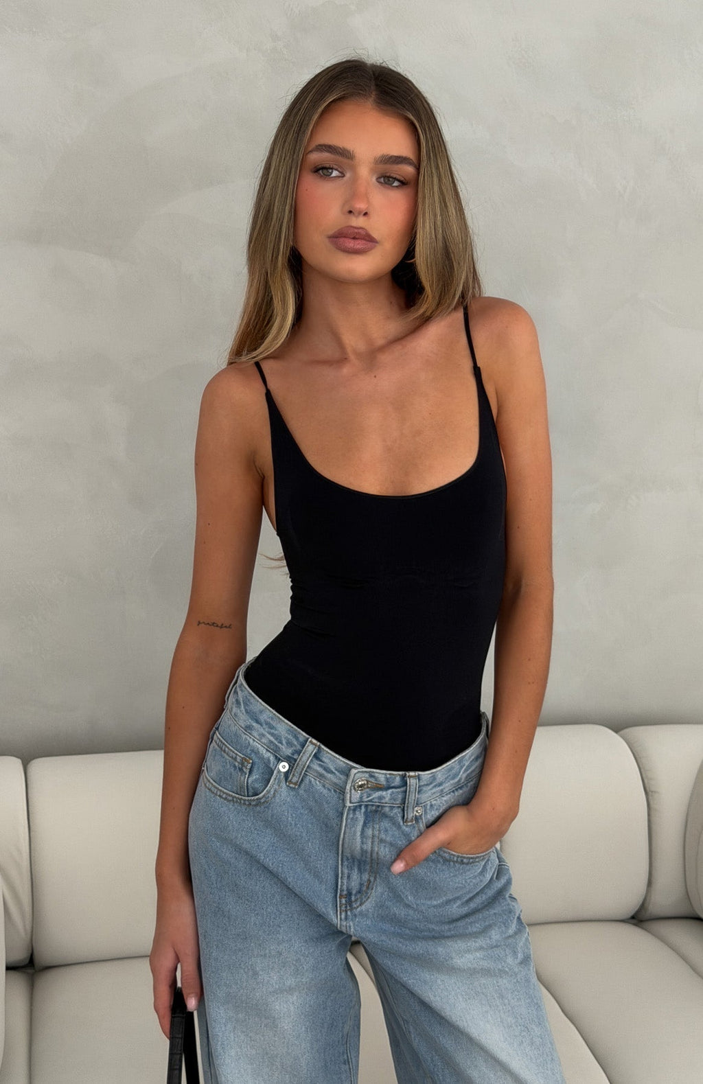 White Fox Canyon Moon Seamless Bodysuit Black
