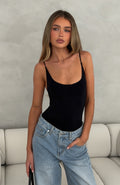 White Fox Canyon Moon Seamless Bodysuit Black