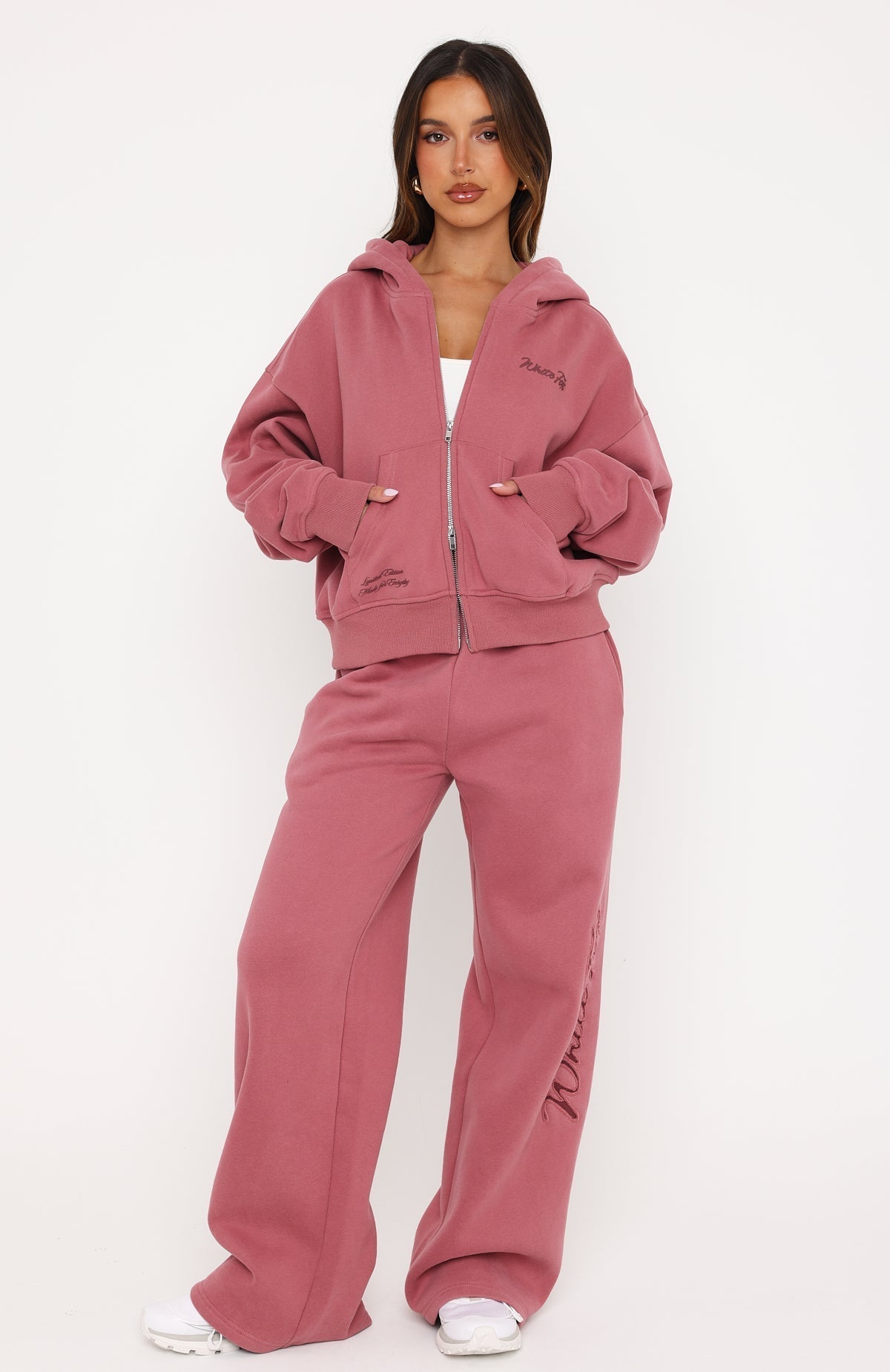 White Fox Studio 17 Willa Boxy Zip Front Hoodie Dusty Plum