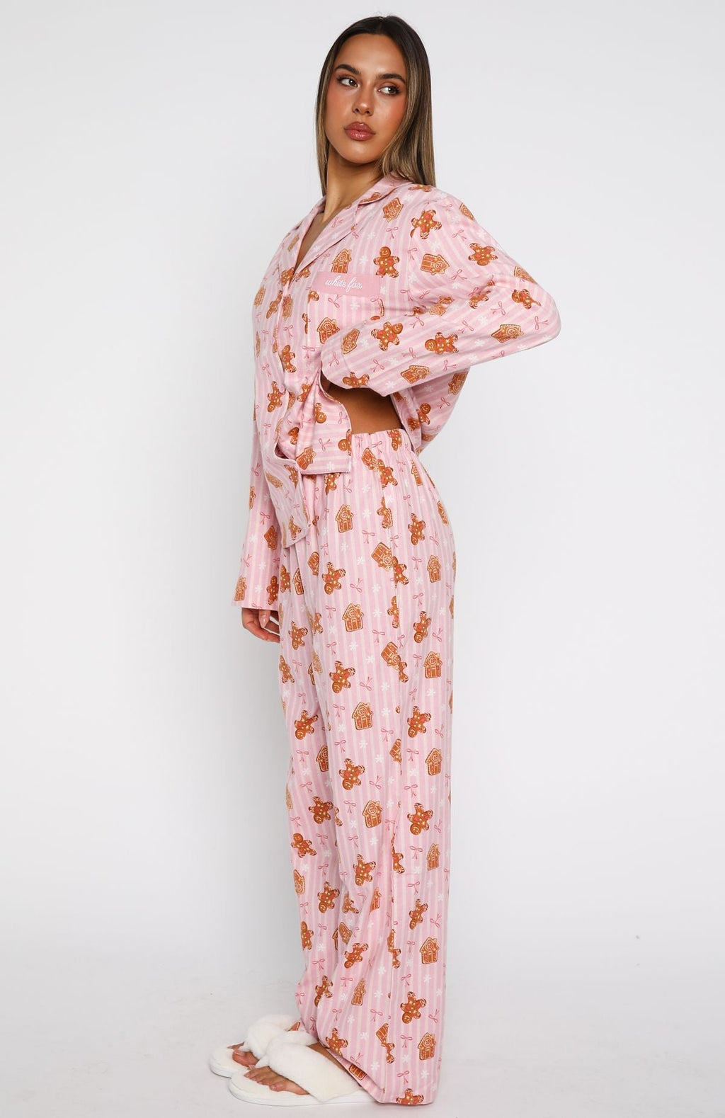 White Fox Dreamland Long Sleeve Pyjama Set Gingerbread Twist
