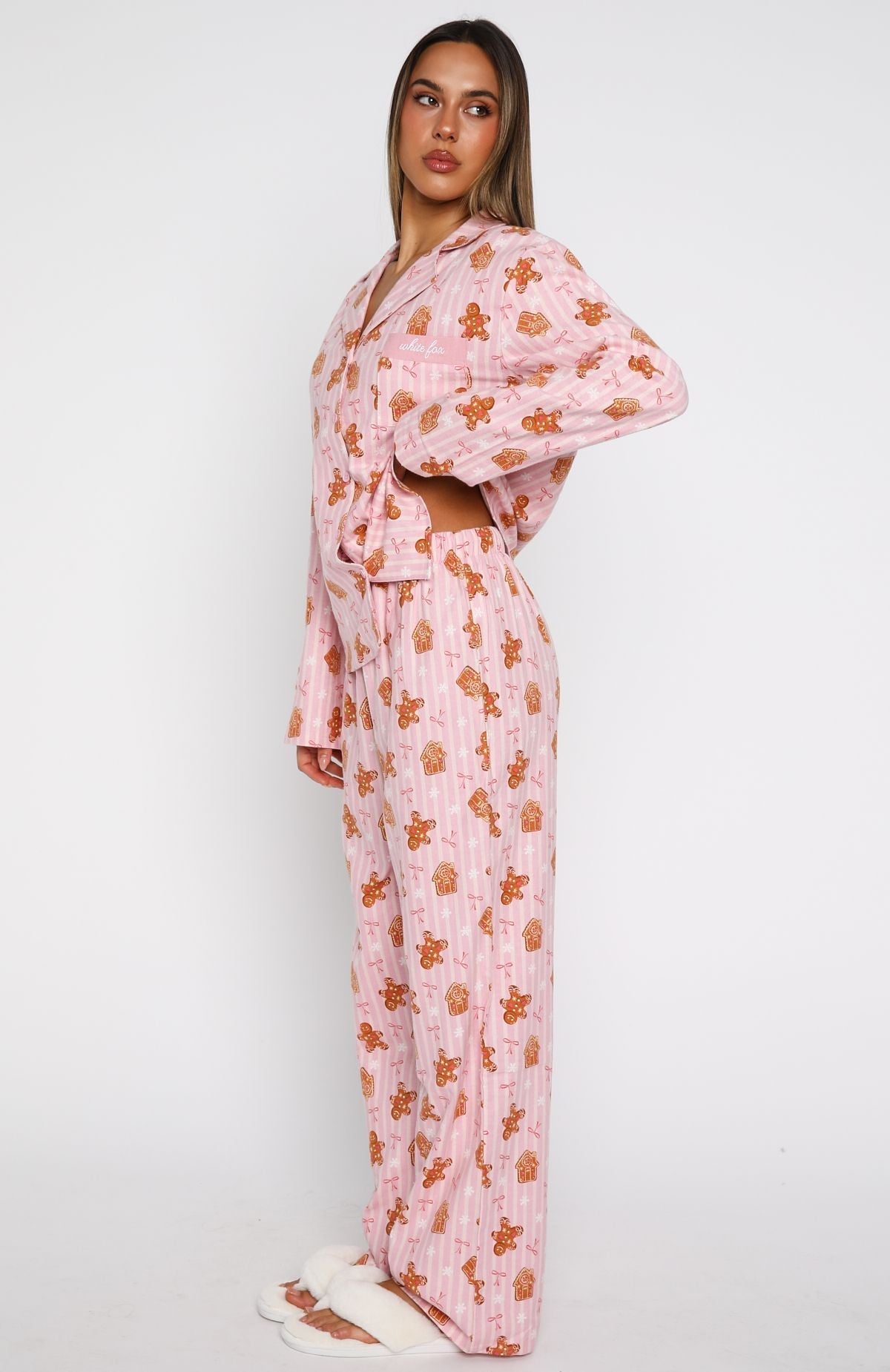 White Fox Dreamland Long Sleeve Pyjama Set Gingerbread Twist