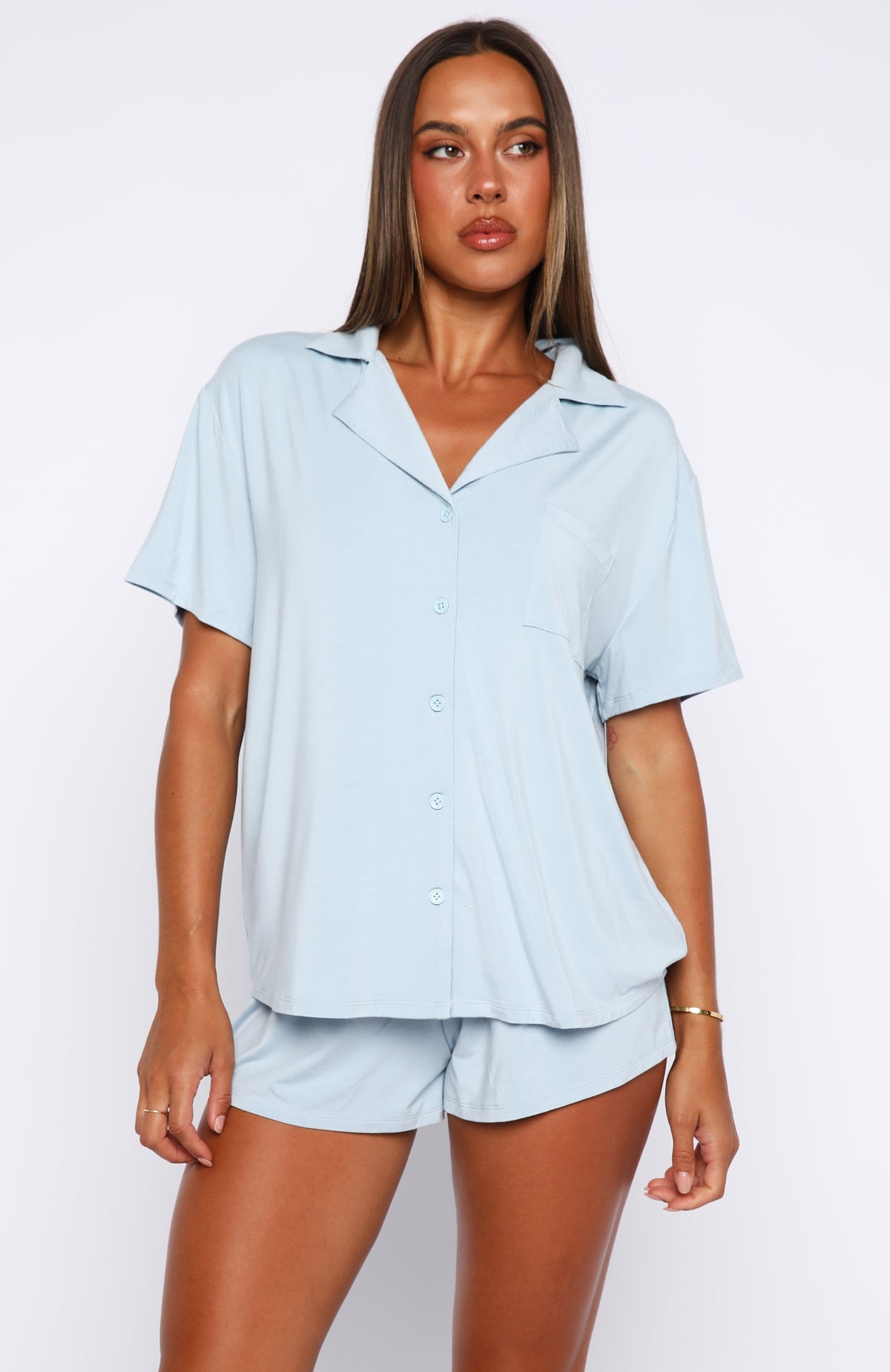 White Fox Dreamscape Pyjama Set Dusty Blue