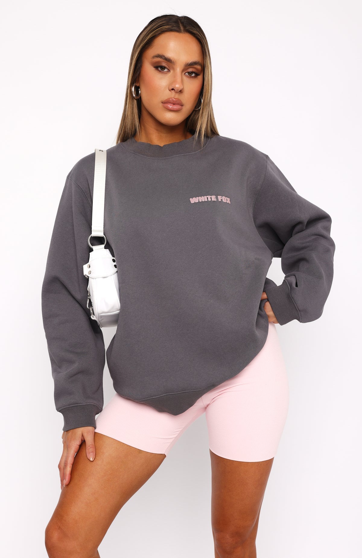 White Fox Love Burst Oversized Sweater Volcanic