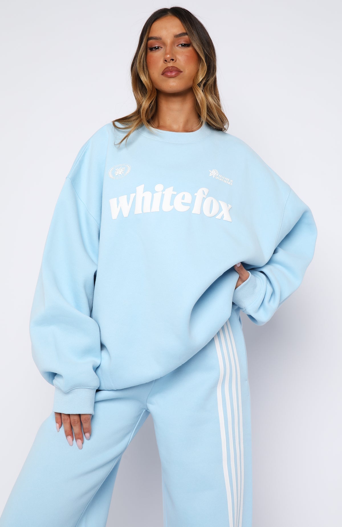 White Fox Release 15 Janie Oversized Drop Shoulder Sweater Blue