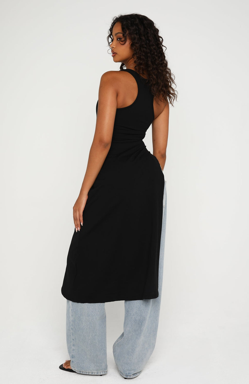 White Fox Calm And Collected Longline Top Black