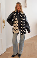 White Fox Olesia Polka Dot Scarf Black & Cream