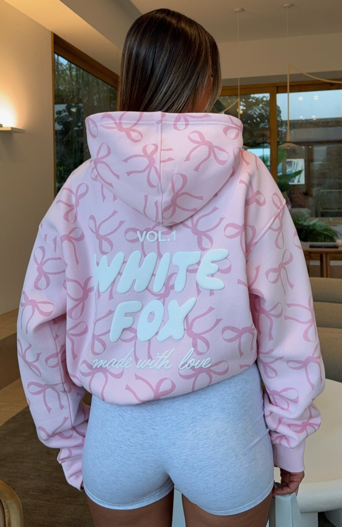 White Fox Vol. 1 Oversized Printed Hoodie Posy Bow