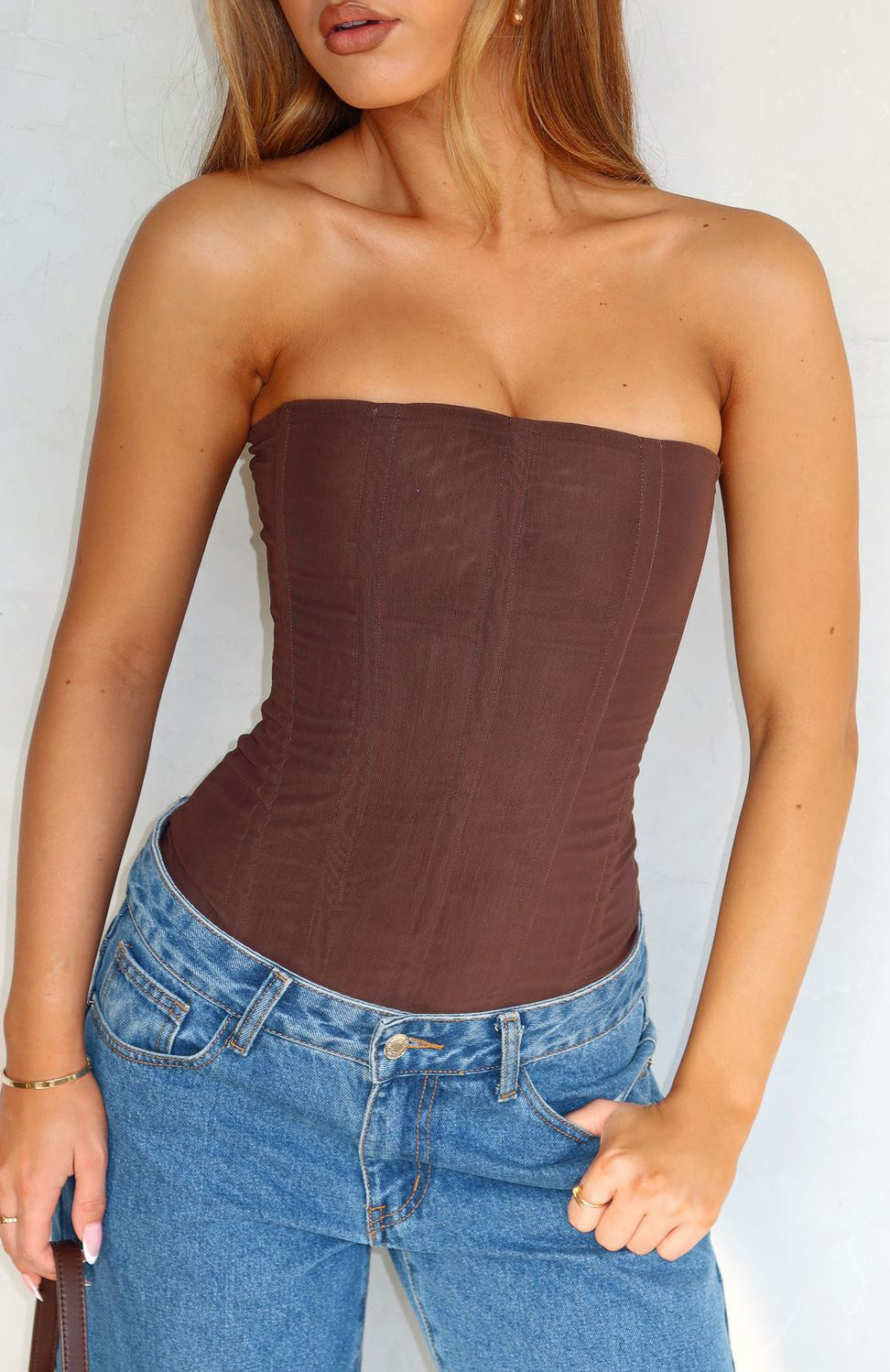 White Fox Tell Me A Secret Strapless Bustier Chocolate