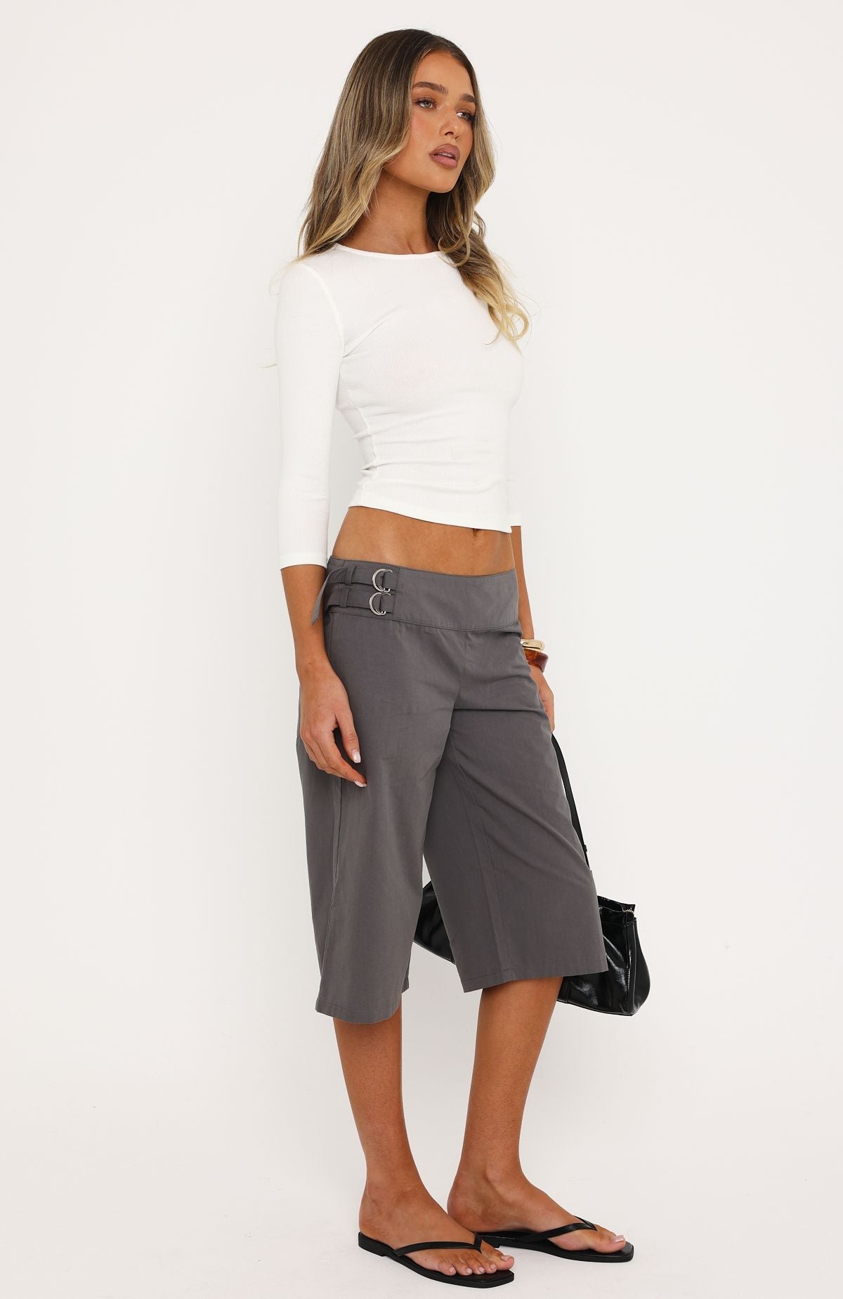 White Fox Get Ready With Me Capri Pants Grey