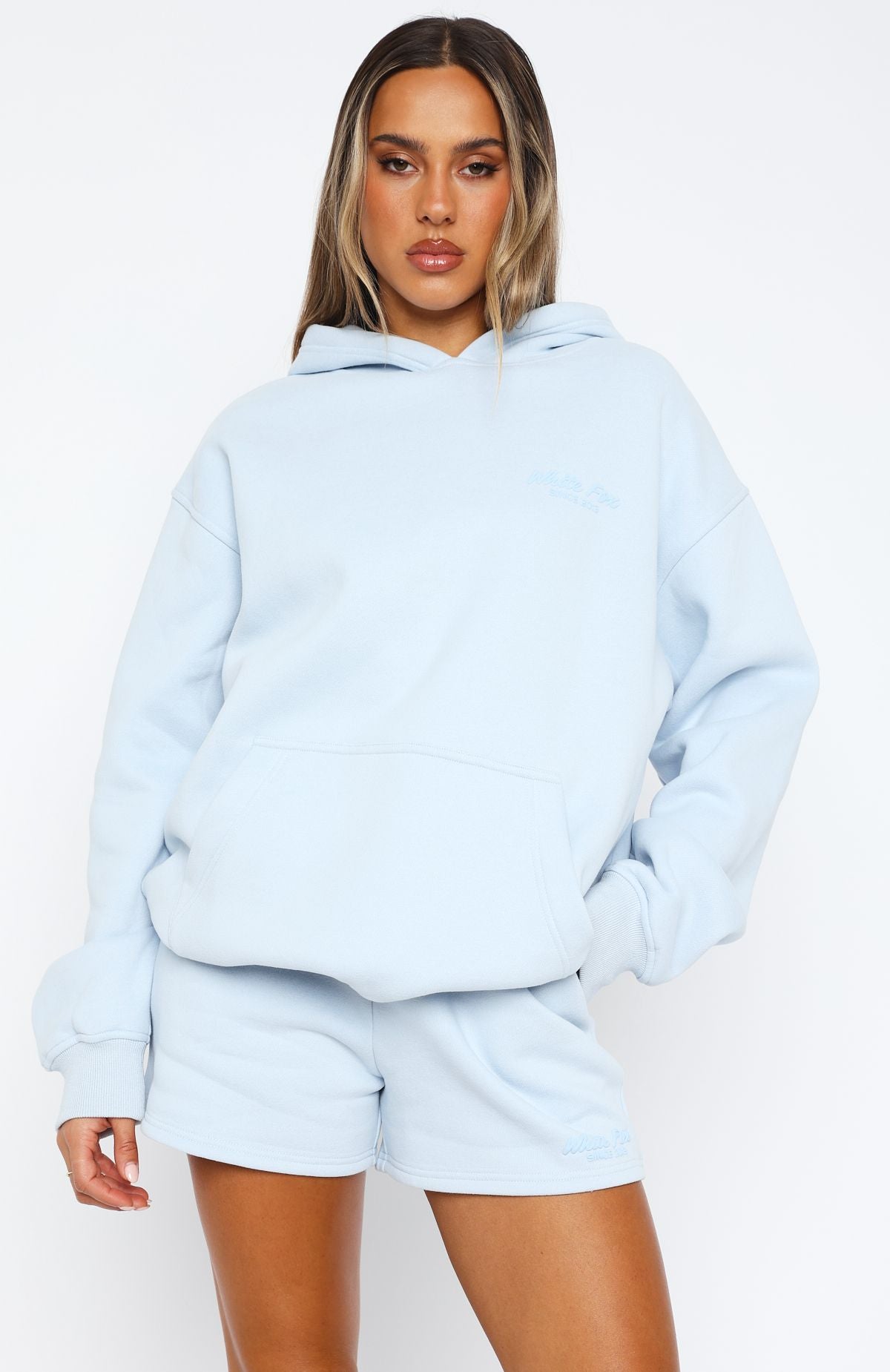 White Fox Leisure Edition Oversized Hoodie Baby Blue