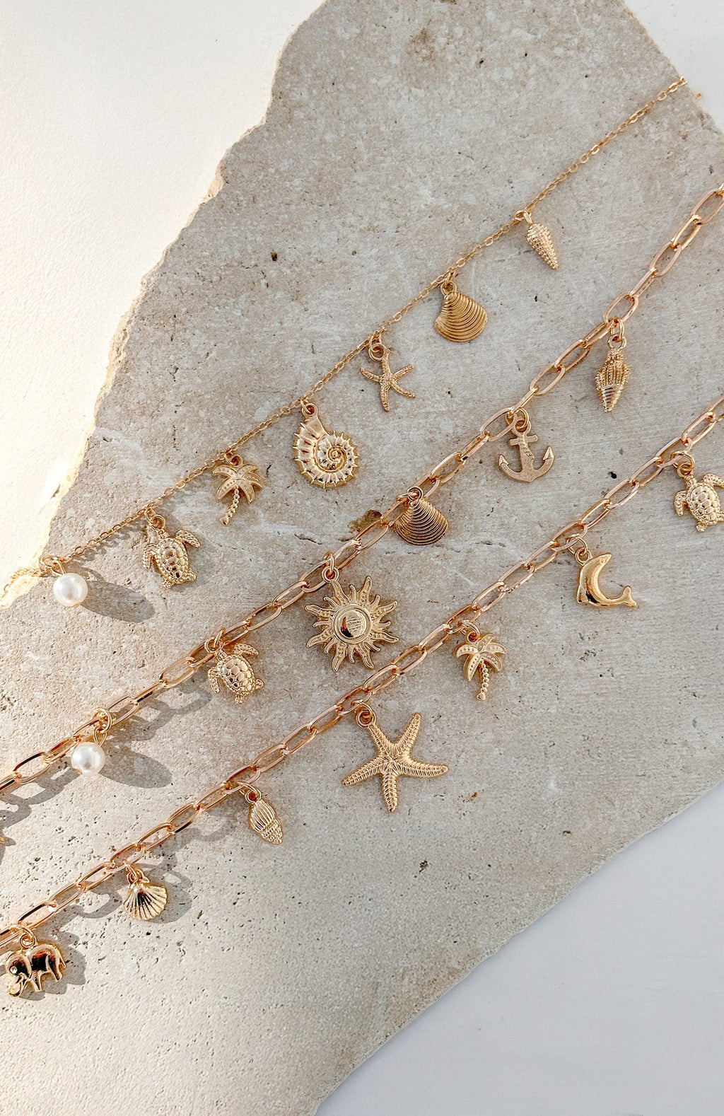 White Fox Mayer Necklace 3 Piece Set Gold