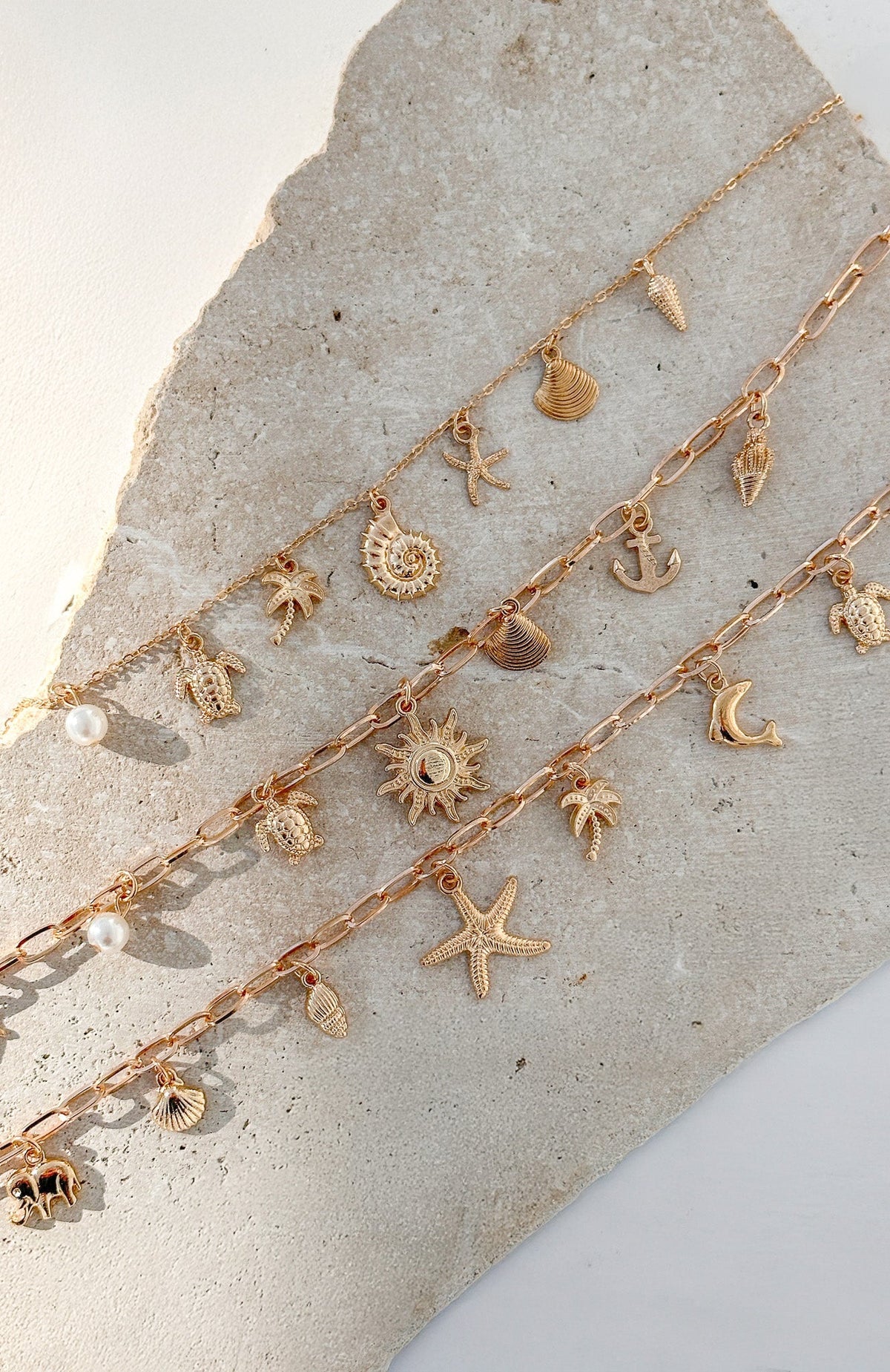 White Fox Mayer Necklace 3 Piece Set Gold